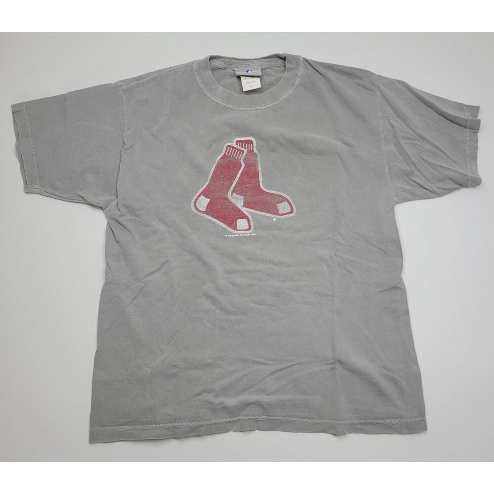 Boston Red Sox Shirt Youth Large Gray MLB Baseball Logo Graphic Short Sleeve